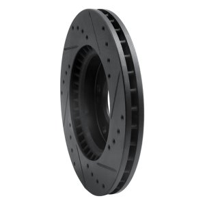 Hyundai Elantra Brake Rotor (1) - Front Left - R1 Concepts - Drilled & Slotted - Black - `07-`10